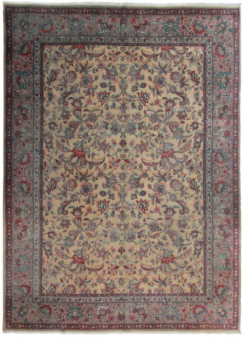  9x12 Antique Turkish Oushak Rug Sivas Overall Beige Gold 269cmx358cm c.1920  