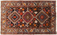 Load image into Gallery viewer, 5x7 Rare Antique Shirrazz Rug 1910 Tribal Rug Antique Geometric Rug Black
