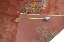 Load image into Gallery viewer, Rare Antique Art Deco Rug Antique Chinese 6X9 Rug 178x 262cm Pink C.1930
