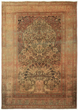 Load image into Gallery viewer, 7x10 Fine Rare Antique Traditional Rug Vase Lions Birds Beige 224cmx305cm C.1870
