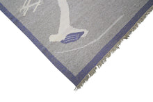 Load image into Gallery viewer, 5x7 Vintage European Kilim Flatwoven Tapestry Rug Art Nouveau Bird 158cmx221cm 
