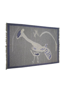 5x7 Vintage European Kilim Flatwoven Tapestry Rug Art Nouveau Bird 158cmx221cm 