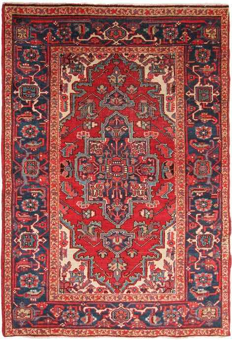 4x5 Antique Rug Herizz Serapii Rug 107cm x 160cm Oriental Rug High Quality 1920