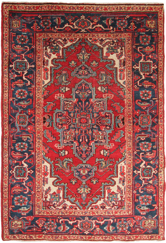 4x5 Antique Rug Herizz Serapii Rug 107cm x 160cm Oriental Rug High Quality 1920