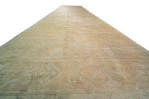 5x22 Antique Oushak Art Deco Runner Rug Fine Gold Beige152cmx 658Ccm c. 1890