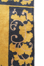 Load image into Gallery viewer, 4x7 Antique Art Deco Rug Antique Chinese Rug Walter Nichols Gold Black 122x203cm
