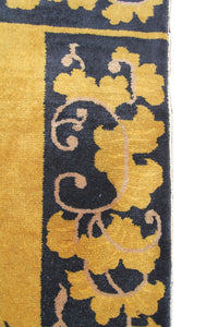 4x7 Antique Art Deco Rug Antique Chinese Rug Walter Nichols Gold Black 122x203cm