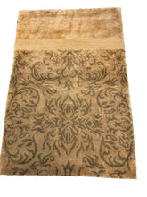 Load image into Gallery viewer, 2&#39;x3&#39; 100% Natural Silk Vintage Tibetan Rug Light Green Circa 1980
