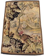 Load image into Gallery viewer, Antique Flemish Tapestry Verdure Bird Wool &amp; Silk 115cmx168cm Green 4x6 C.1880

