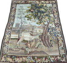 Load image into Gallery viewer, 5x7 Antique French Tapestry Verdure Signed 1880 Wool &amp; Silk 153cm x 201cm
