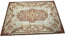 Load image into Gallery viewer, 6x7 Antique French Aubusson Rug Hand Woven 1880 ft Rare Design 178cm x 206cm
