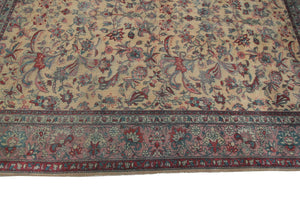  9x12 Antique Turkish Oushak Rug Sivas Overall Beige Gold 269cmx358cm c.1920  