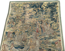 Load image into Gallery viewer, 4x6 Antique Flemish Tapestry Wool &amp; Silk Verdure Abstract 17th century
