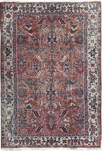 Load image into Gallery viewer, Antique Serrapi Rug Geometric 8x11 Handmade Herriz Rug Rose 236cmx348cm c. 1920
