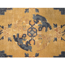 Load image into Gallery viewer, 2&#39;x2&#39; Collector Antique Fou Dog Art Deco Ningxia Rugs Yellow Beige 18th Century 
