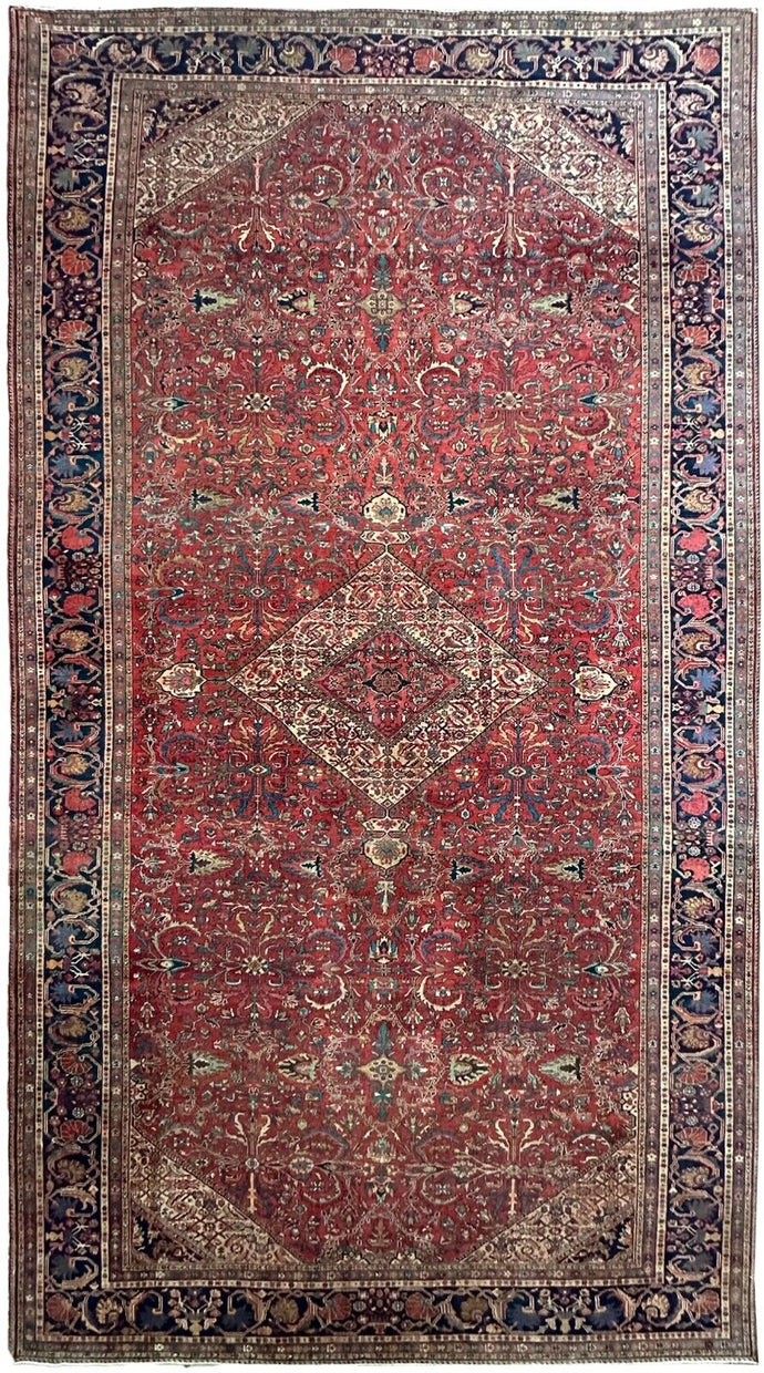 11X19 Antique Mahaal Sultaanabad Rug Antique Rug Rust 323cm x 581cm c.1880