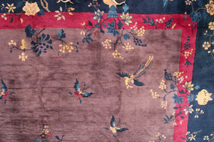Rare Antique Art Deco Rug Chinese Rug Walter Nichols 10x14 Bird 305x437cm c.1920