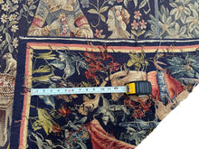 Load image into Gallery viewer, Antique French Aubusson Tapestry Rare Wool &amp; Silk  Renaissance c.1890 132x155cm
