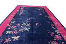 Load image into Gallery viewer, 9x12 Fine  Antique Art Deco Rug Walter Nichols 275cmx348cm Blue Carpet C. 1920
