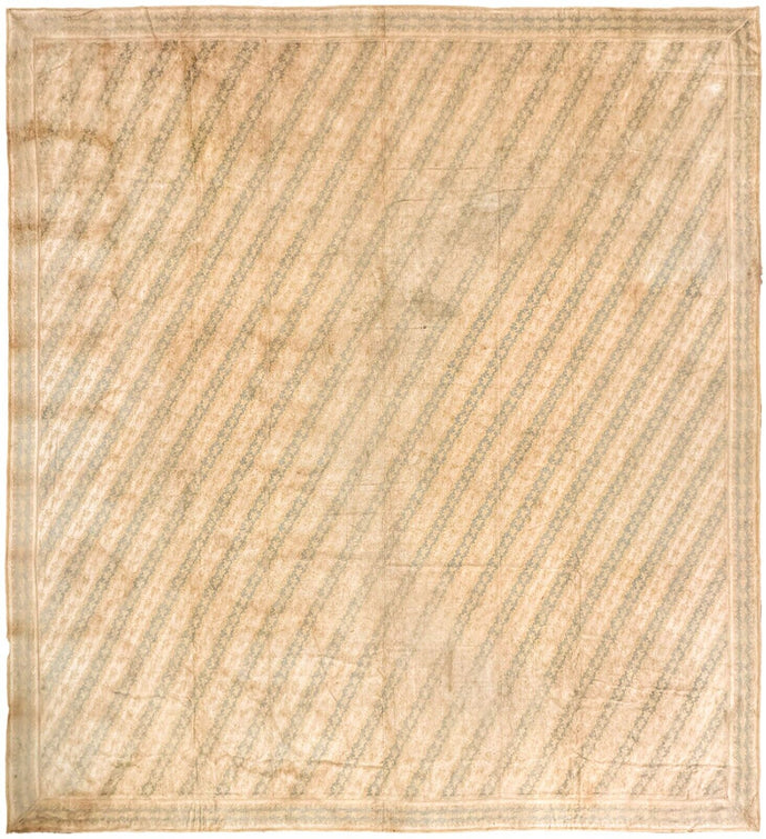 Vintage European Art Deco Geometric 14x14 427cm x 445cm Square Beige Rug