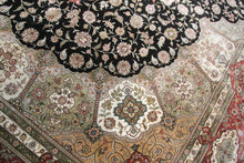 Load image into Gallery viewer,  9x12 100% Natural Silk Rare Exceptional Tabrizz Handmade Fine Area Rug Black
