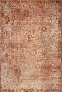 Antique Turkish Fine Rare ANGORA Oushak Rug Beige Rose 10x15 C.1870 300x452cm