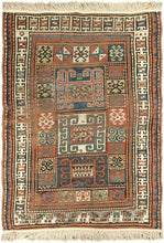 Load image into Gallery viewer, 4x6 Antique Caucasian Pinwheel Kazak Rug Rare Wool Tribal 109cmx173cm  C.1880
