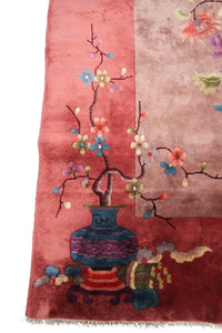 9x12 Rare Antique Art Deco Rug Chinese Rug Tree of Life Rug 267cm x 346cm 1920