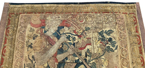 3x4 Antique Flemish Tapestry Wool & Silk Musical Art Nouveau  17th century 
