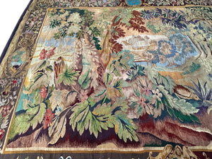 7x9 Antique French Tapestry  Art Nouveau Antique Tapestry 208cm x 257cm  c.1900