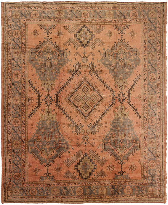 Rare 10x11 Antique Oushak Authentic Oushak Wool Foundation Geometric 299x 346cm