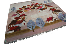 Load image into Gallery viewer, 4x5 Vintage Tapestry Peru Kilim Flatwoven Rug 145x 191cm Tapestry Beige 
