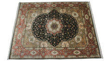 Load image into Gallery viewer,  9x12 100% Natural Silk Rare Exceptional Tabrizz Handmade Fine Area Rug Black
