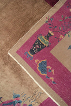 Load image into Gallery viewer,  9x12 Antique Art Deco Rug Chinese Rug Beige Walter Nichols Rug Purple 277x348cm
