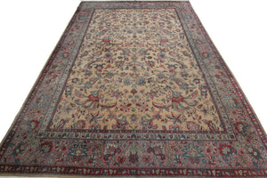  9x12 Antique Turkish Oushak Rug Sivas Overall Beige Gold 269cmx358cm c.1920  