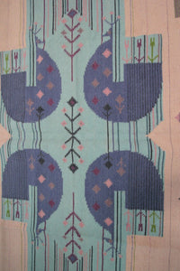 Vintage European Kilim Flatwoven Rug Art Deco Signed  145x 191cm Tapestry 5x6