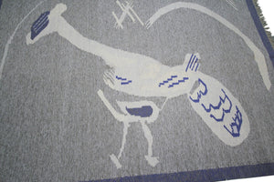 5x7 Vintage European Kilim Flatwoven Tapestry Rug Art Nouveau Bird 158cmx221cm 