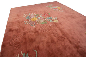 Rare Antique Art Deco Rug Antique Chinese 6X9 Rug 178x 262cm Pink C.1930