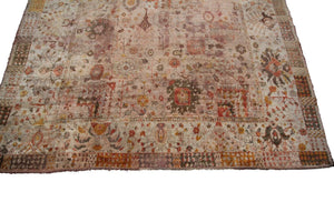 Antique Turkish Fine Rare ANGORA Oushak Rug Beige Rose 10x15 C.1870 300x452cm