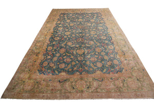  10x13 Rare Antique Rug Oushak Rug Fine Blue Oriental Carpet 305cm x 401cm