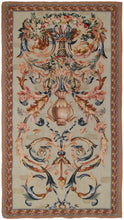 Load image into Gallery viewer, 4x5 Rare Antique French Tapestry Rococo Tapestry Green 81cm x168cm c.1920
