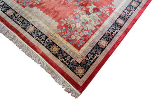  8x11 Rare Vintage Art Deco Rug Silk Chinese Rug Art Nouveau Handmade Rug Pink
