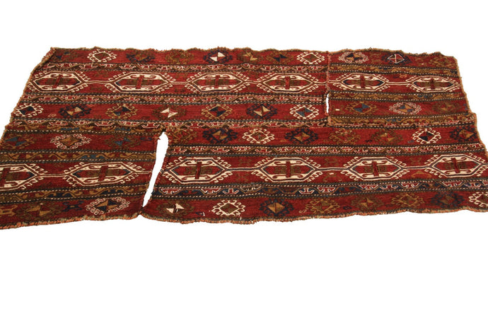 2'x6' Antique Sumak Soumak Saddlebag Rug Brick Red  (69cmx168cm) C.1940