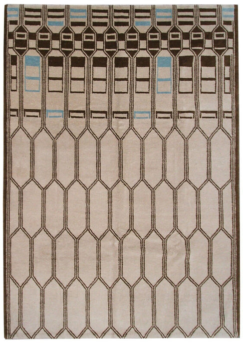 6'x9' Amazing Tibetan Rug Rare Moroccan Geometric Design Handmade Beige Rug  