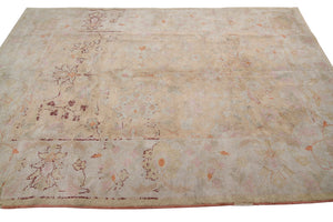 6x9 Handmade Antique Vegetable Dye Beige Oushak Authentic Cotton Agra Rug 1920  