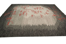 Load image into Gallery viewer,  6x9 Vintage Scandinavian Rug Swedish Kilim Rug Rare Human Figures Tapestry 1950
