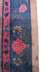 9x12 Antique Art Deco Rug Walter Nichols Rug Chinese Beige Purple Mandarin 