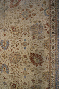 10x14 Vintage Oushak Rug Mahhal Blue Rug Handmade Rug Beige Blue