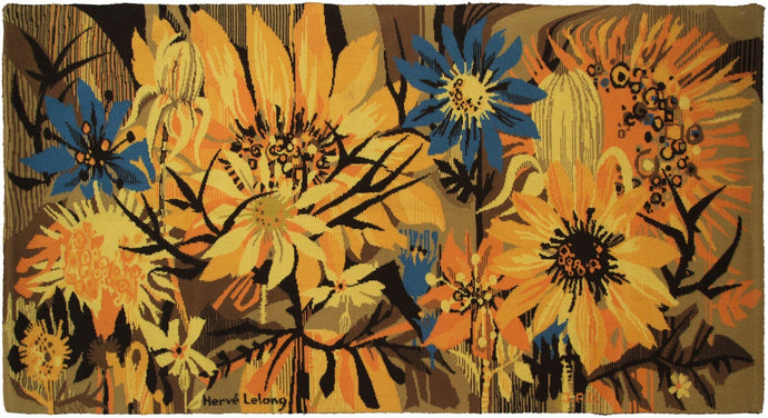 3x7 Vintage French Tapestry Handmade Tapestry Herve Lelong Signed ft