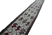 Load image into Gallery viewer, 2x19 1890 Antique Tapestry Handmade Runner Sennehh raised pile Animal 44 x 579cm
